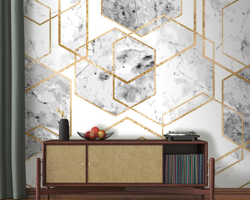 Hexagons with gold edges — interior 1