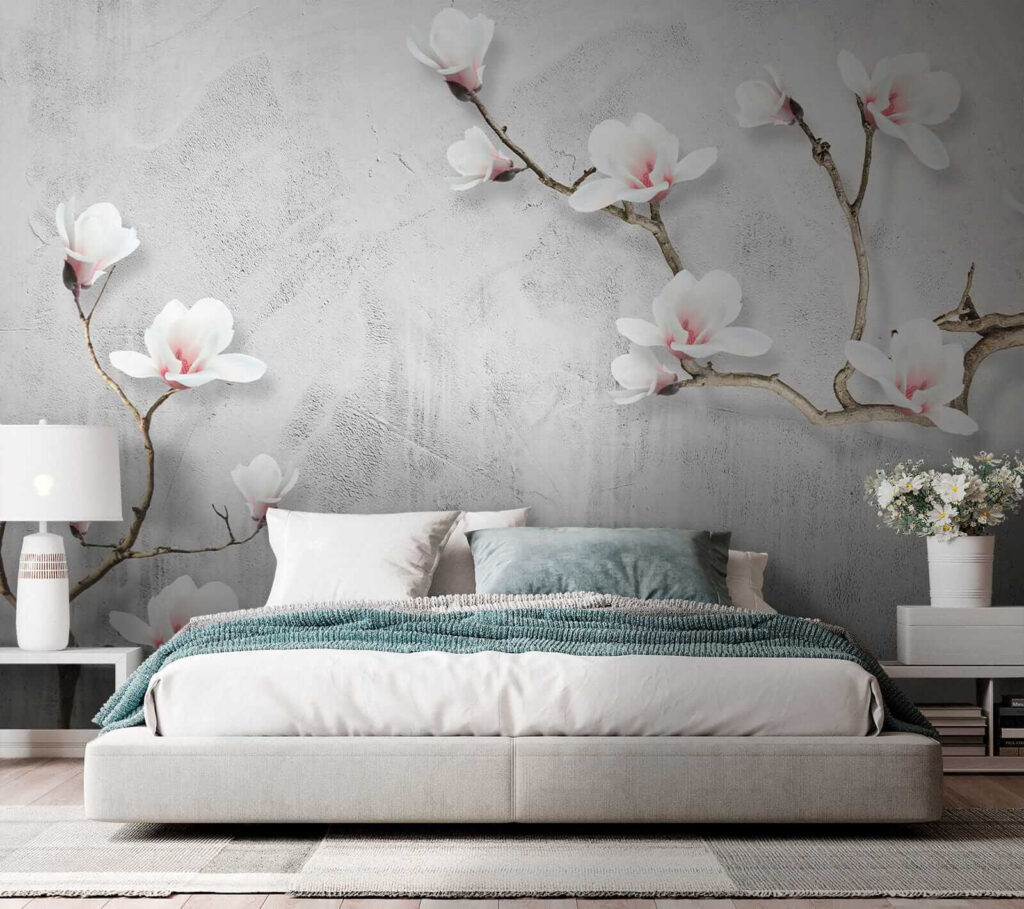 White blossom on grey — interior 2