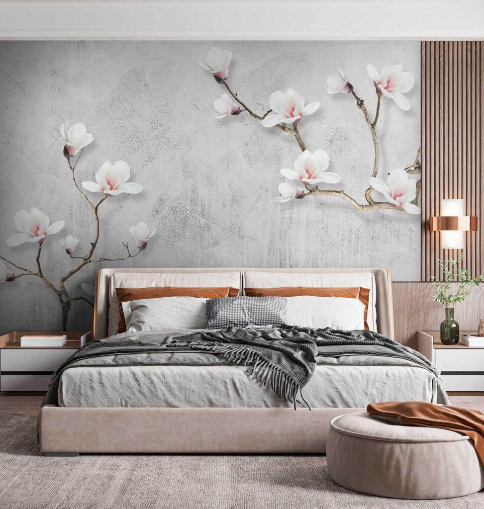 White blossom on grey — interior 3