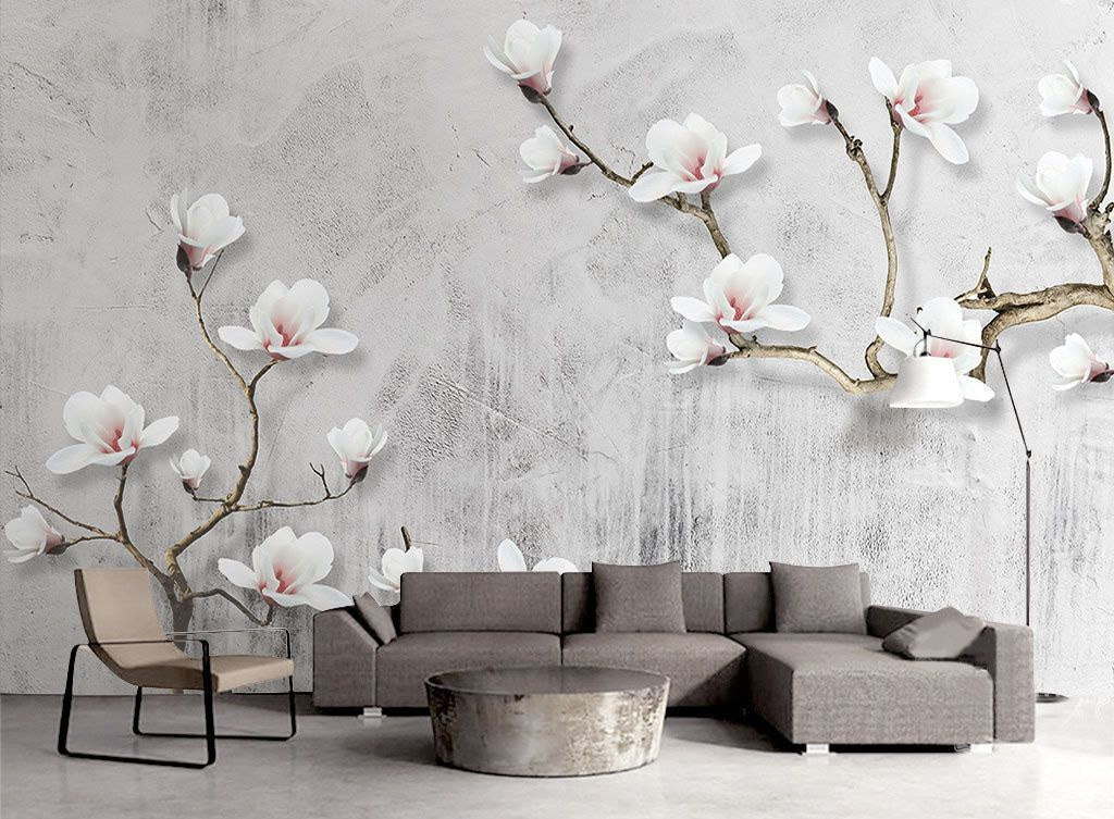 White blossom on grey — interior 1