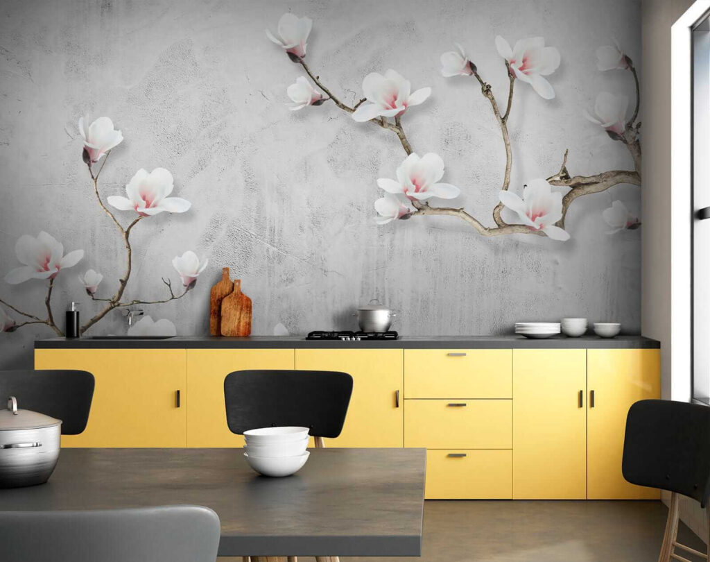 White blossom on grey — interior 6