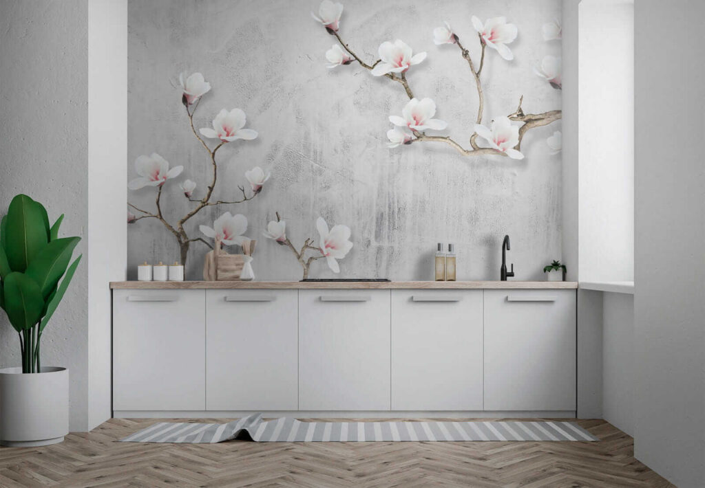 White blossom on grey — interior 7