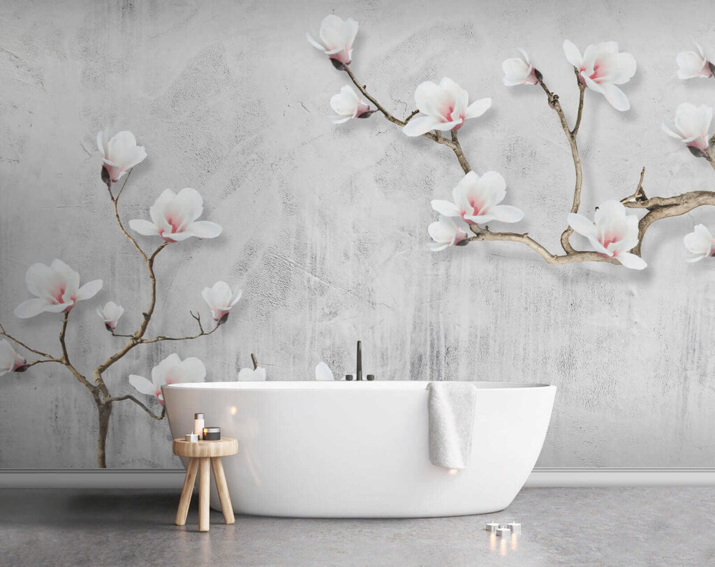 White blossom on grey — interior 8