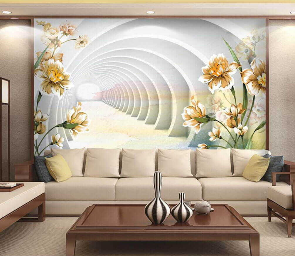 Flowers beneath arches — interior 1