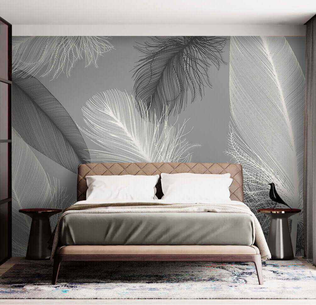 Feathers drifting through grey — interior 2