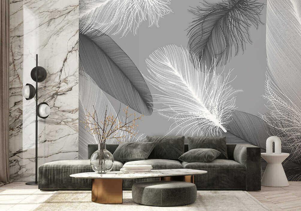Feathers drifting through grey — interior 3