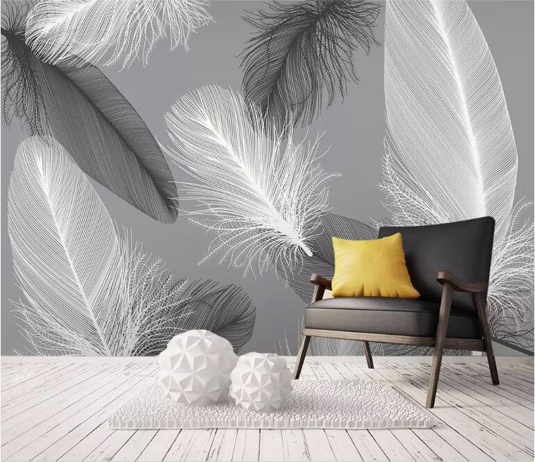Feathers drifting through grey — interior 1