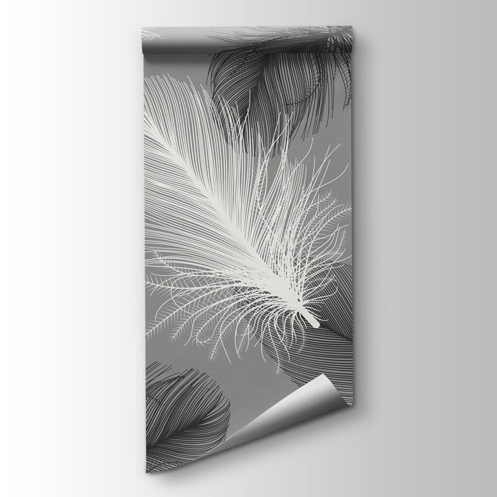 Feathers drifting through grey — product view