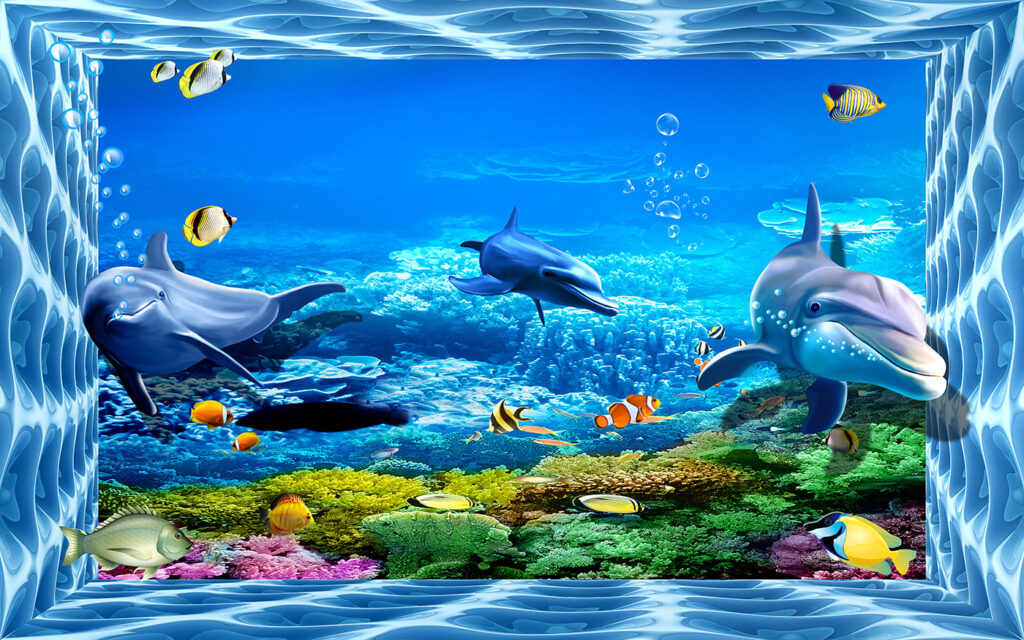 Dolphins, underwater view — full design