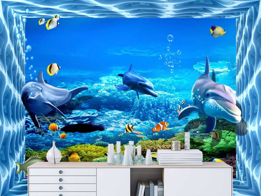 Dolphins, underwater view — interior 4