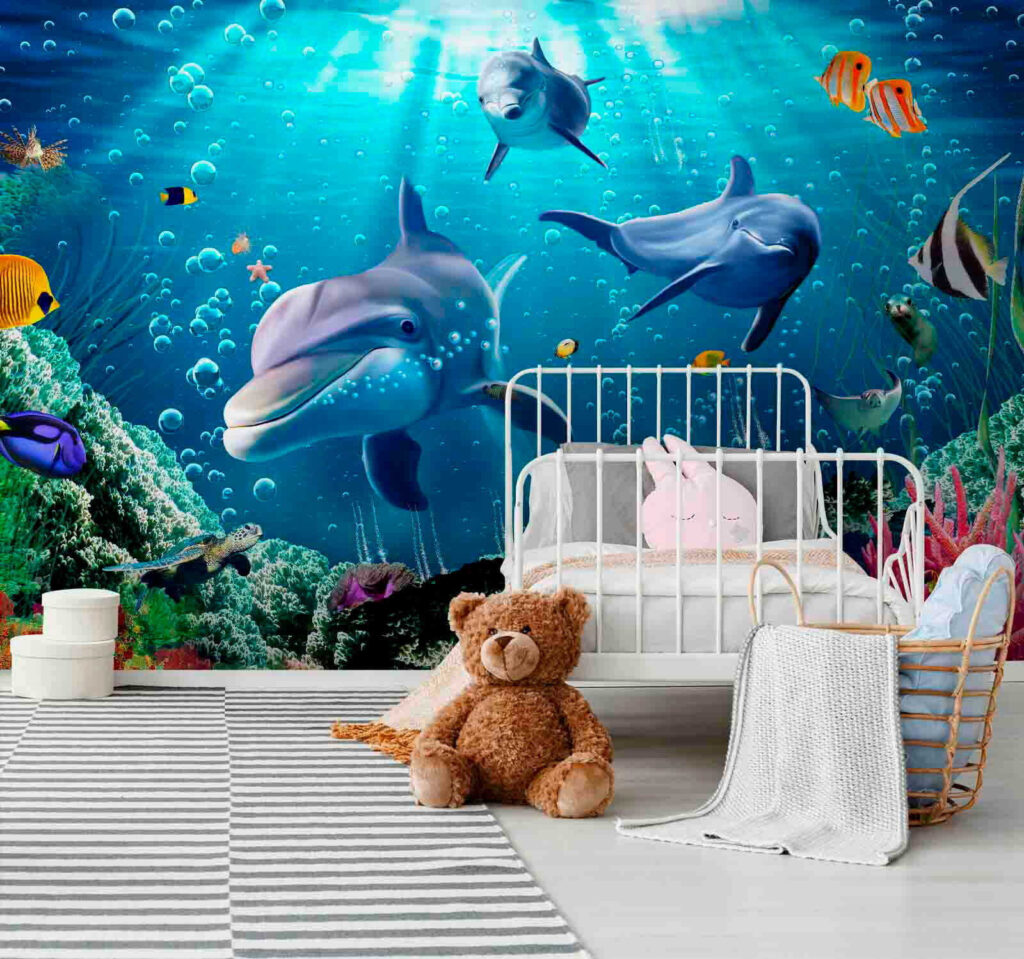Dolphins in bright water — interior 1