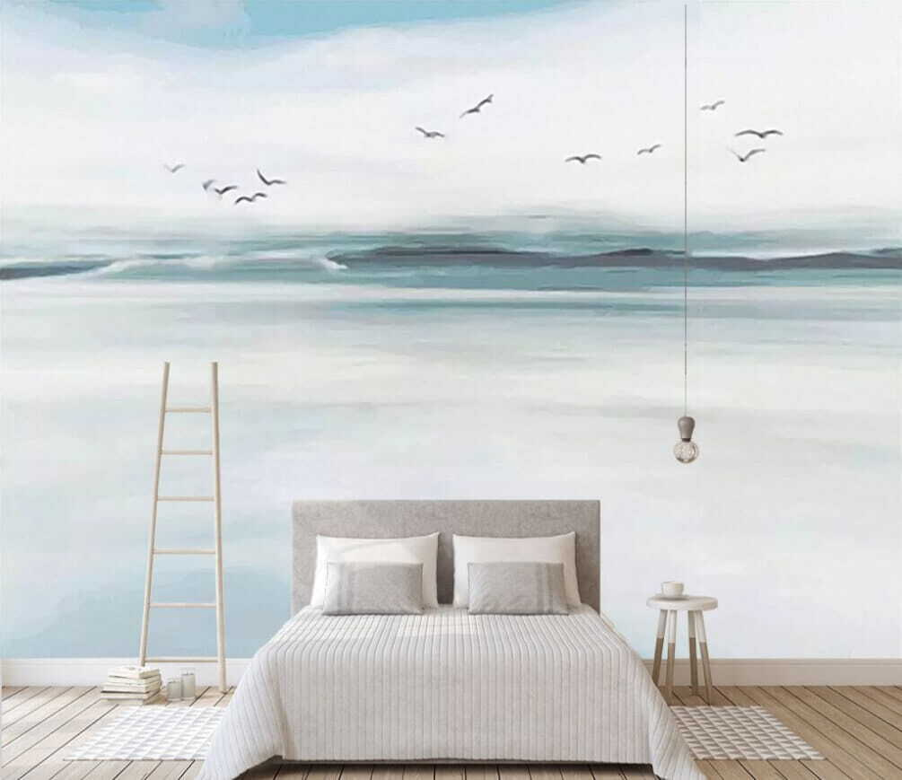 Birds above pale sea — interior 1