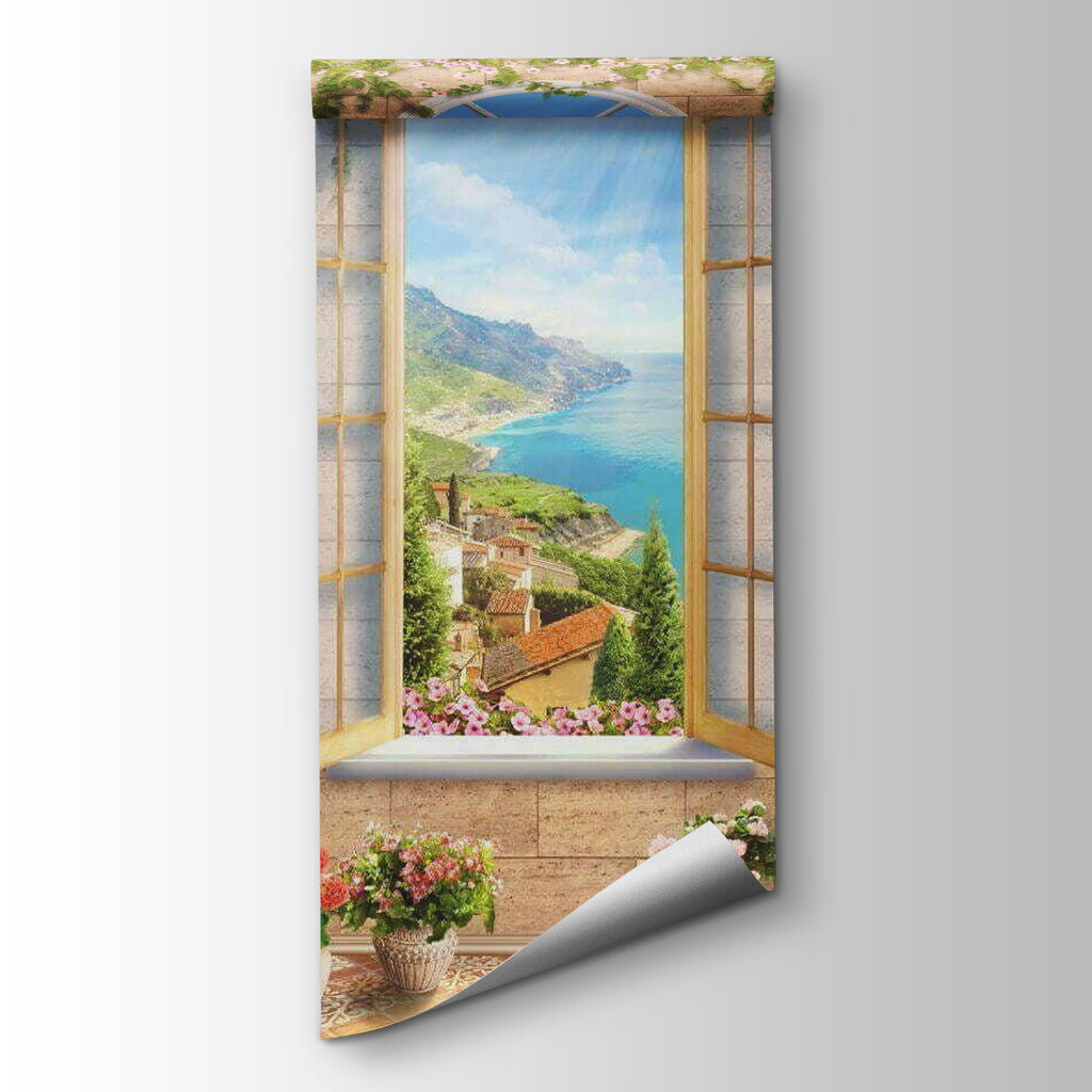 Mountain view, arched window — product view