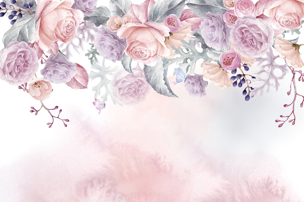 Roses along pink haze — full design