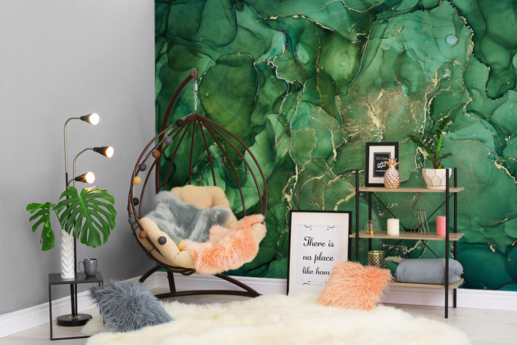 Green clouds, gold lines — interior 1