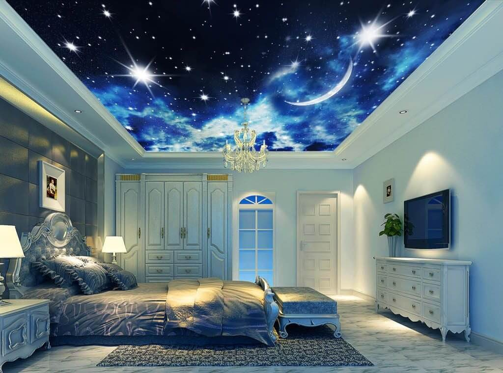Crescent moon, starry clouds — interior 1