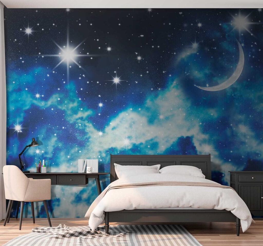 Crescent moon, starry clouds — interior 2