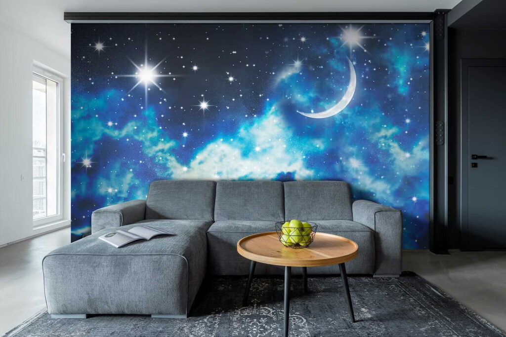Crescent moon, starry clouds — interior 4