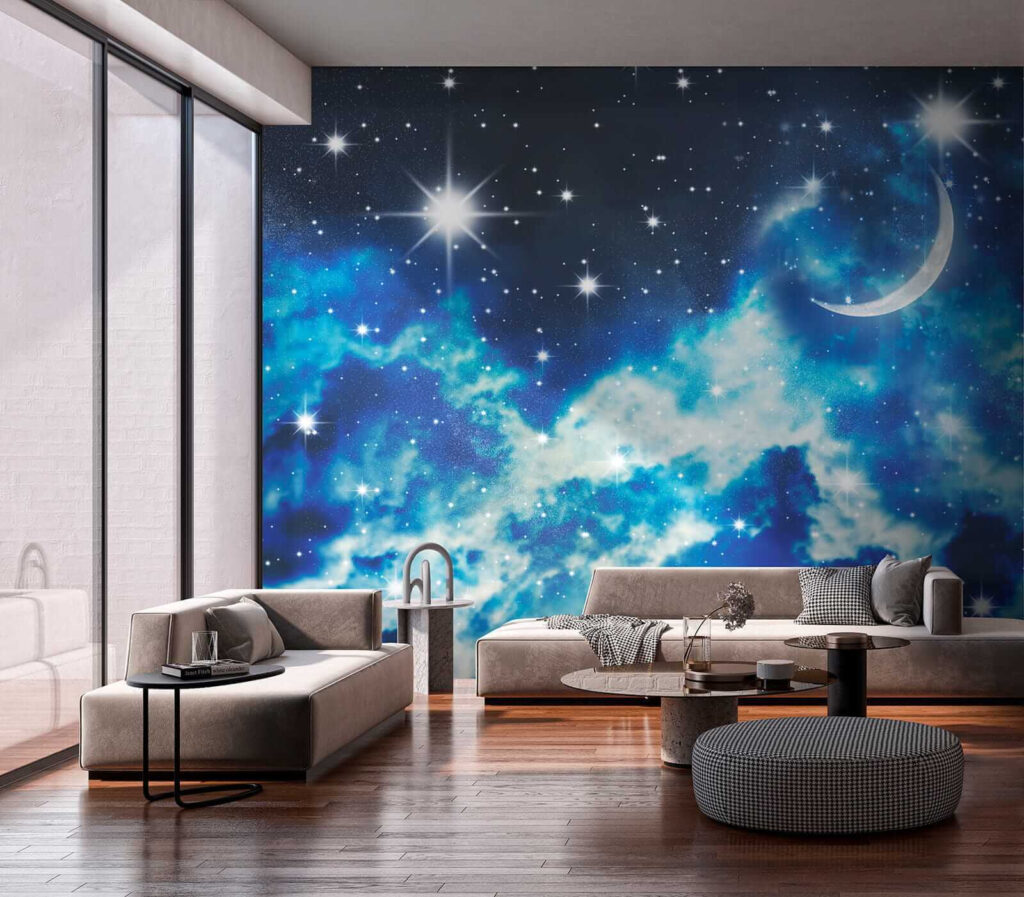 Crescent moon, starry clouds — interior 5