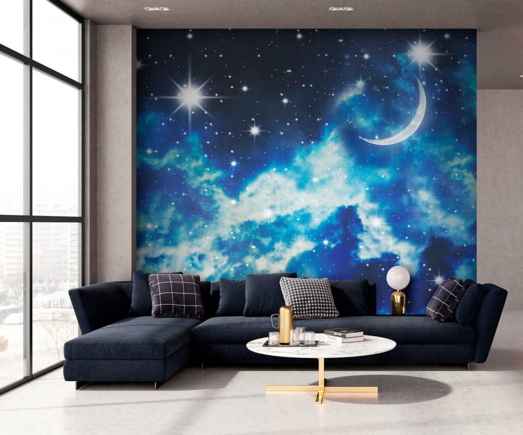 Crescent moon, starry clouds — interior 6