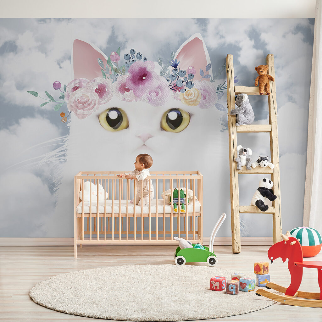 White cat above clouds — interior 3