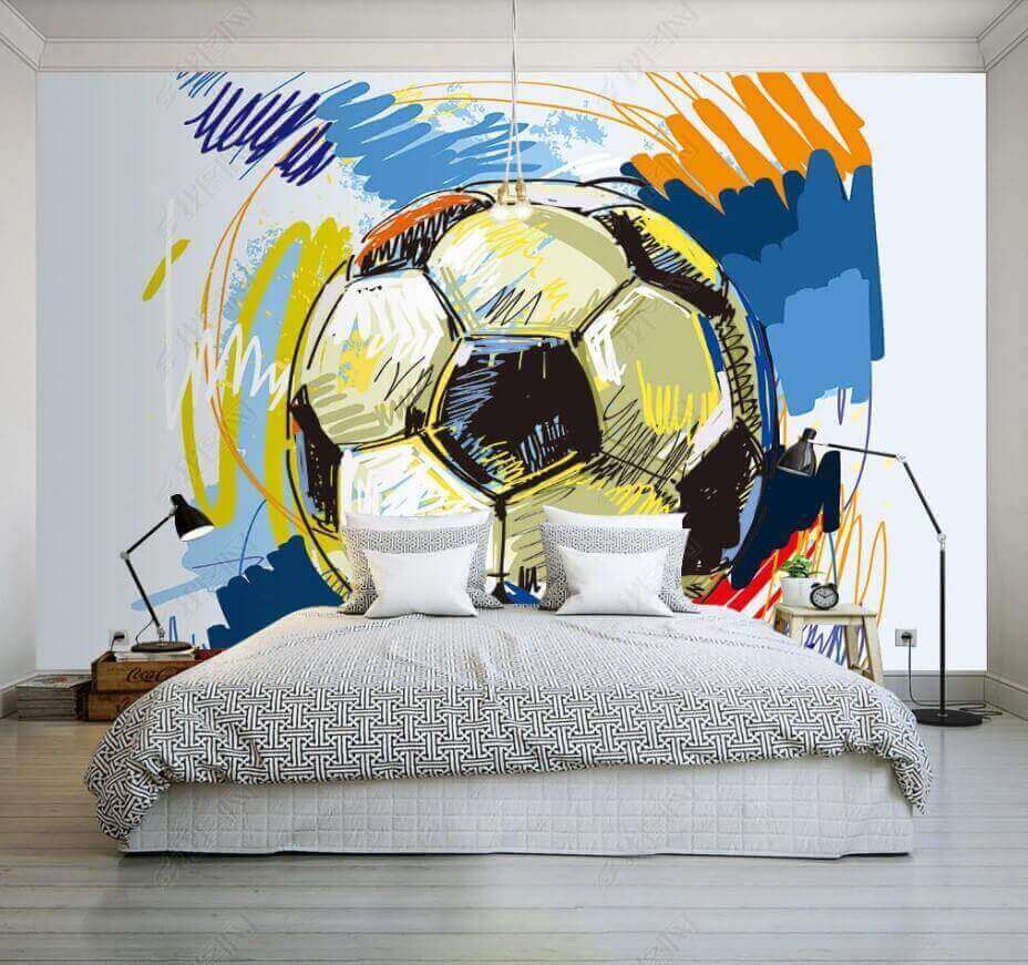 Football among colourful scribbles — interior 1