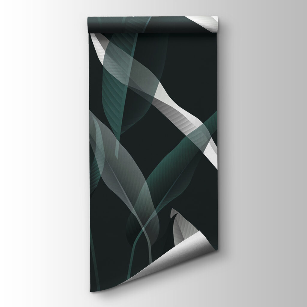 White leaves on dark — product view