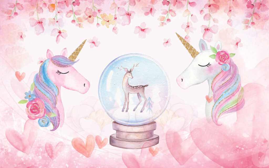 Unicorns with snow globe — full design