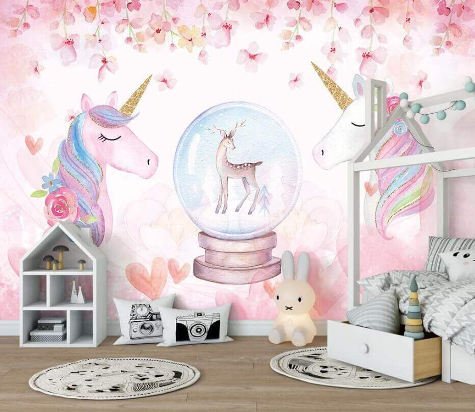 Unicorns with snow globe — interior 1