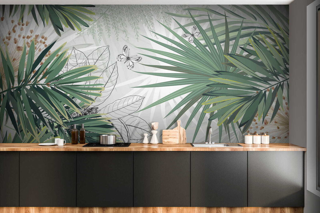 Palm fronds on white — interior 9