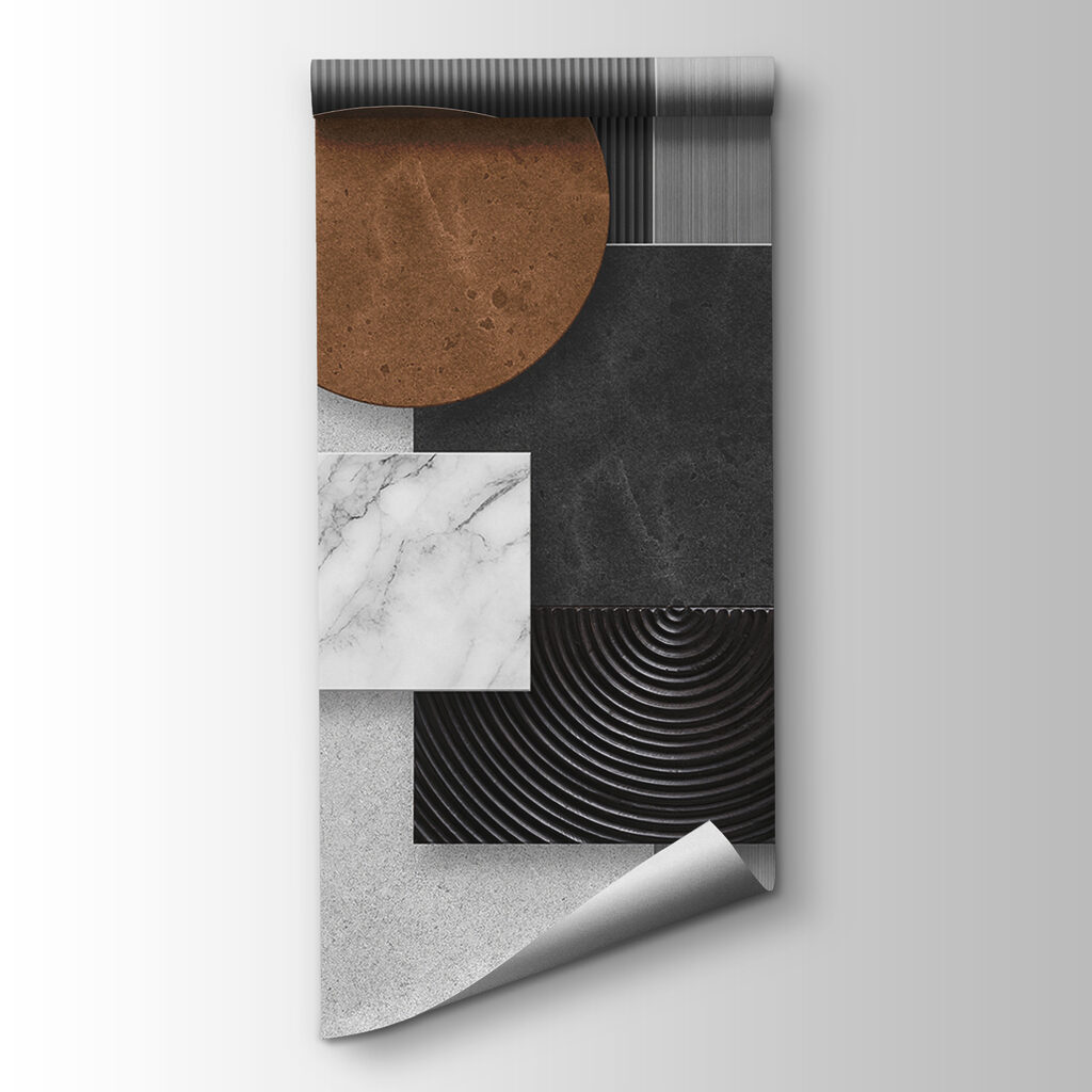 Circle above layered rectangles — product view