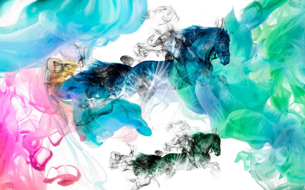 Horses in flowing ink — full design