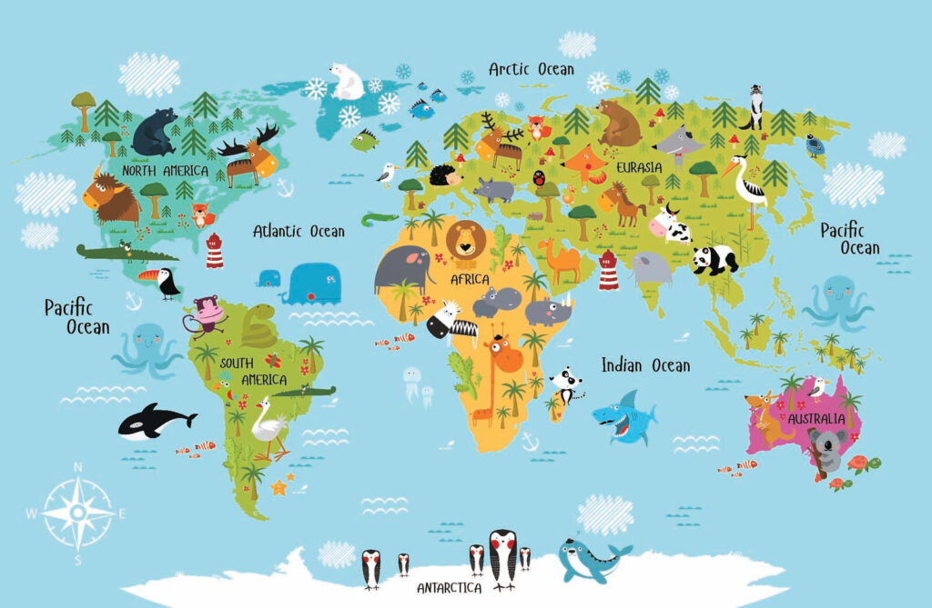 Animals on a map — full design