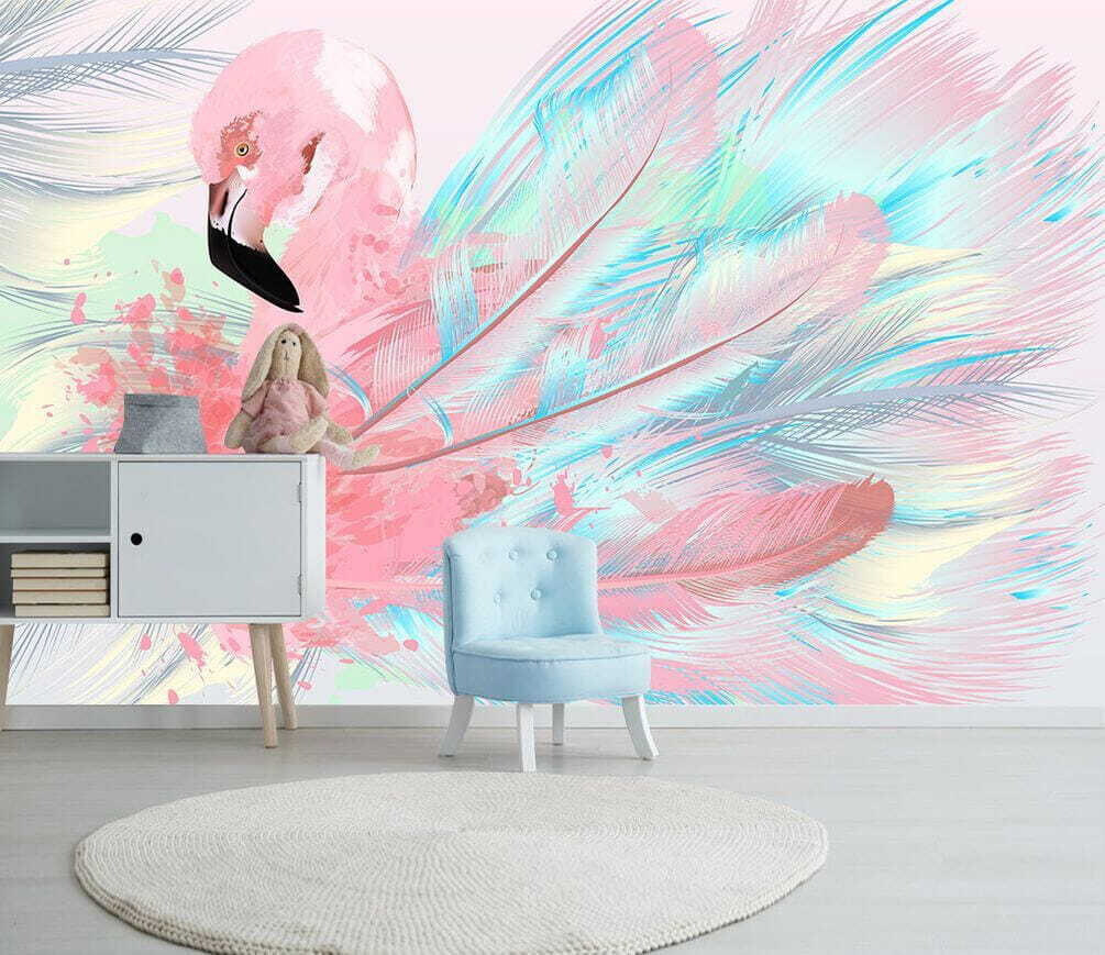 Flamingo in pastel streaks — interior 1