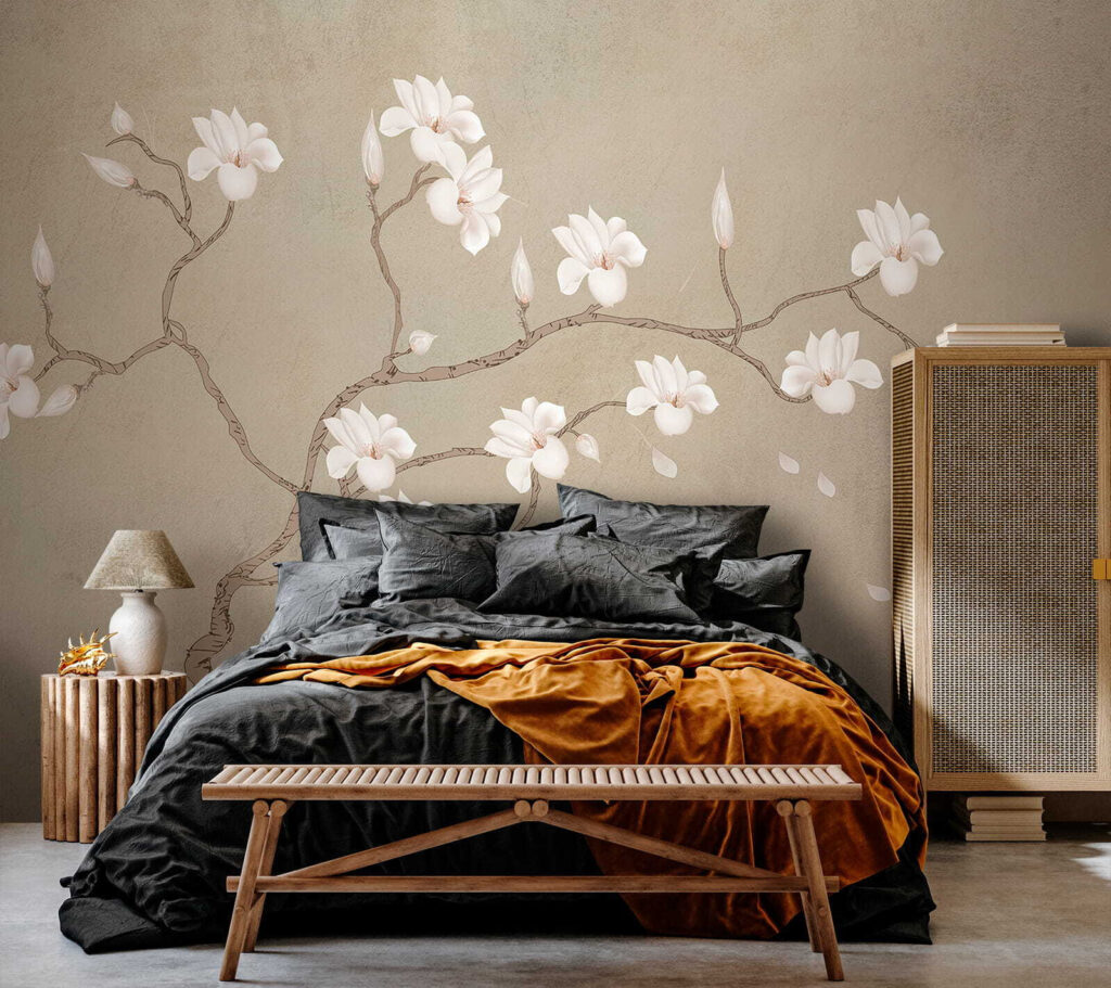 Flowers on curling branches — interior 2