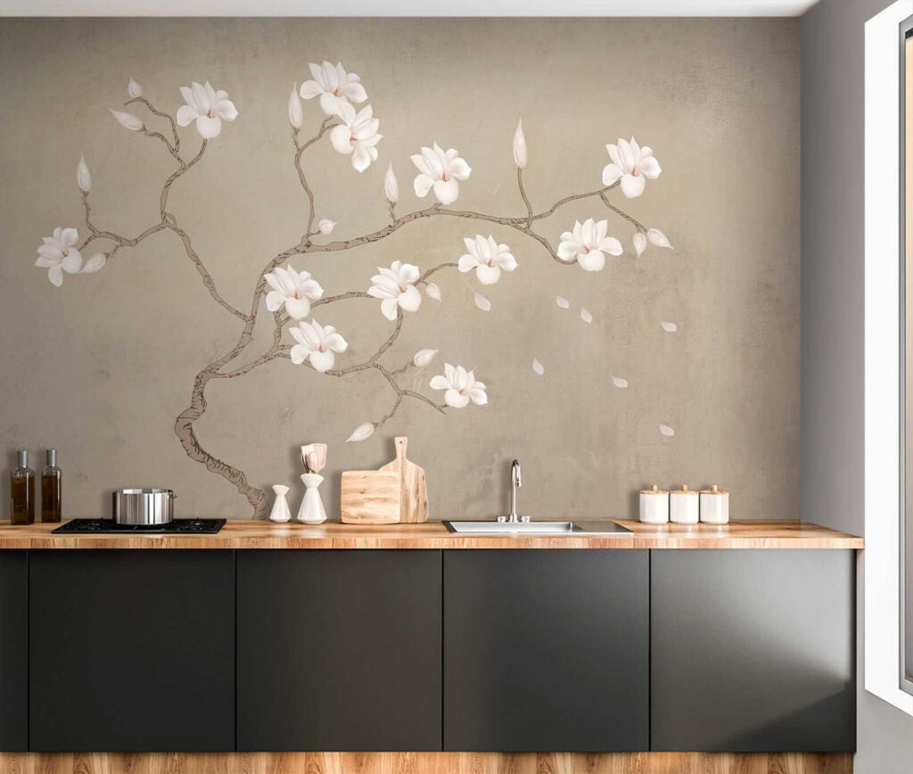 Flowers on curling branches — interior 8