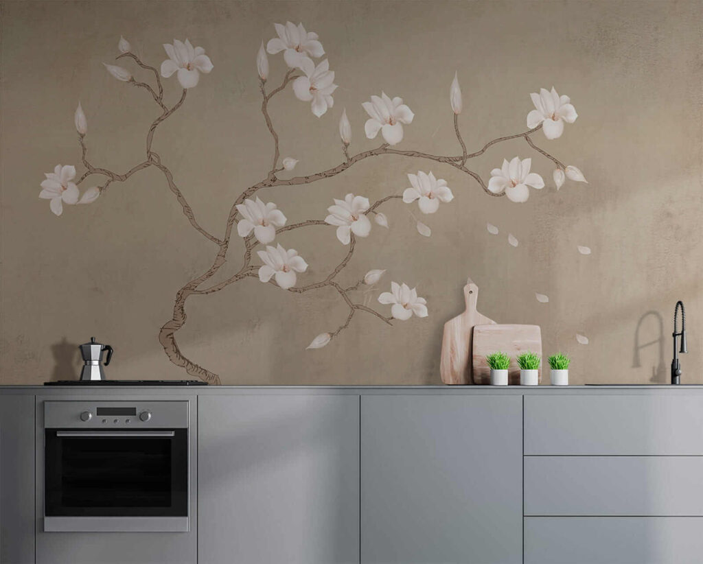 Flowers on curling branches — interior 9