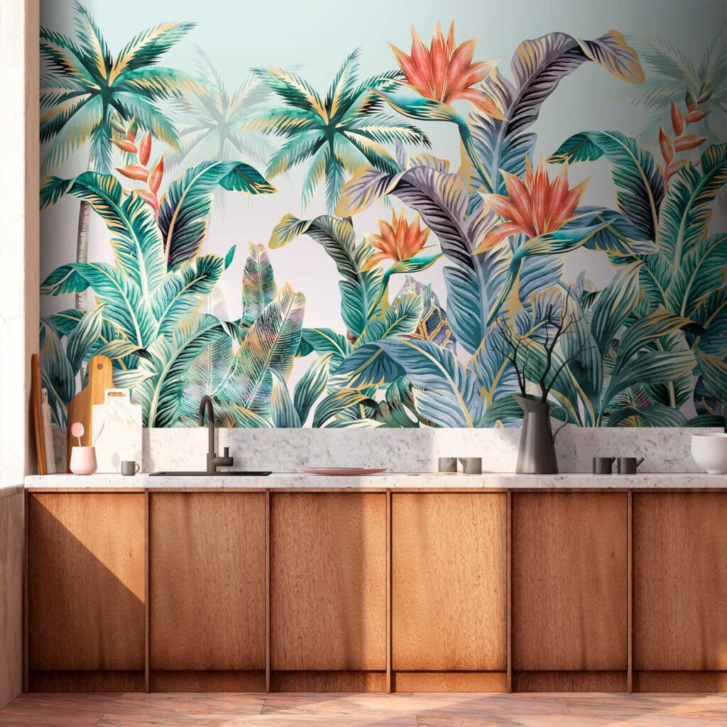 Tropical leaves, warm flowers — interior 5
