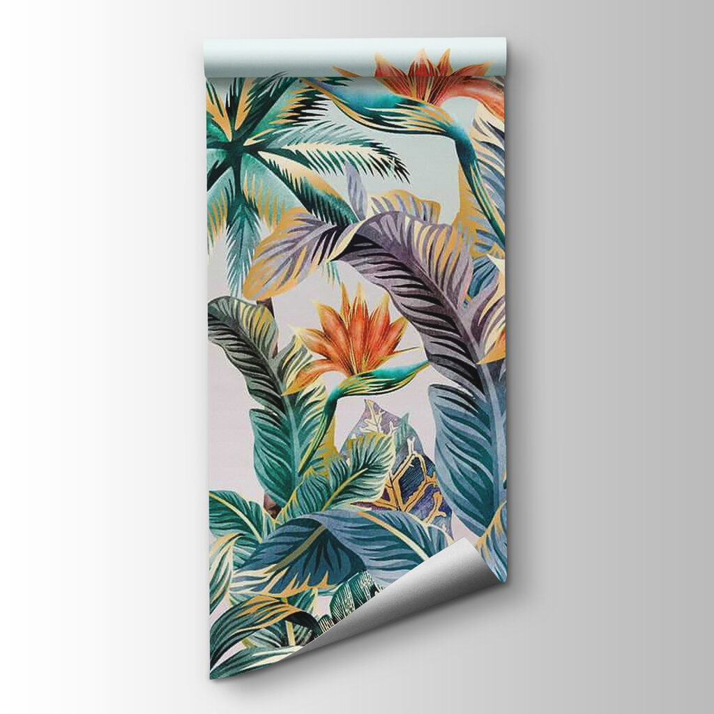 Tropical leaves, warm flowers — product view
