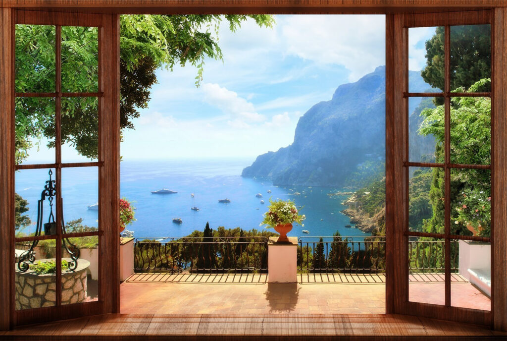 Balcony behind wooden doors — full design