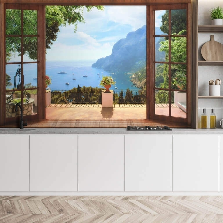 Balcony behind wooden doors — interior 1