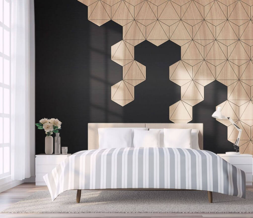 Geometric corner on black — interior 1