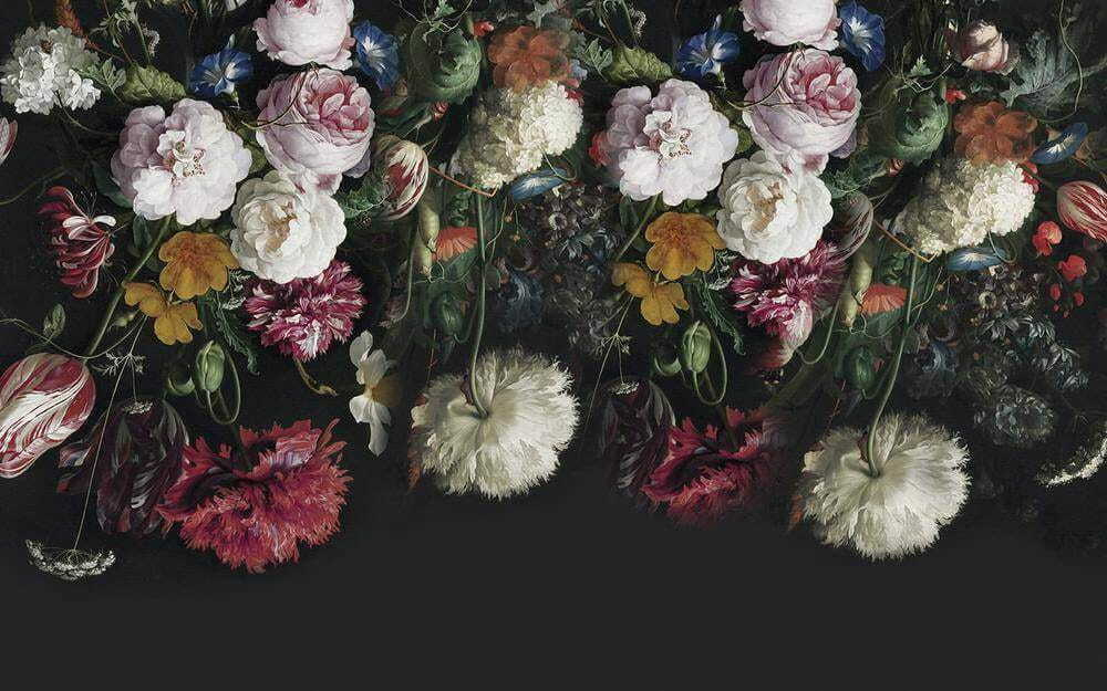 Dark bouquet pattern — full design