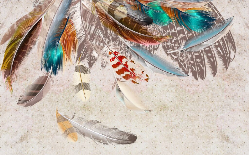 Feathers hanging down — full design
