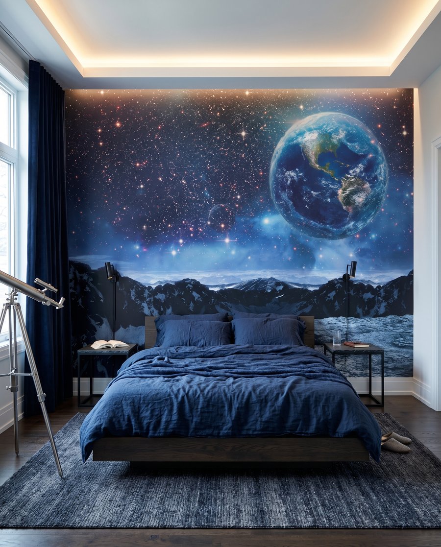 Earth From the Moon in an interior