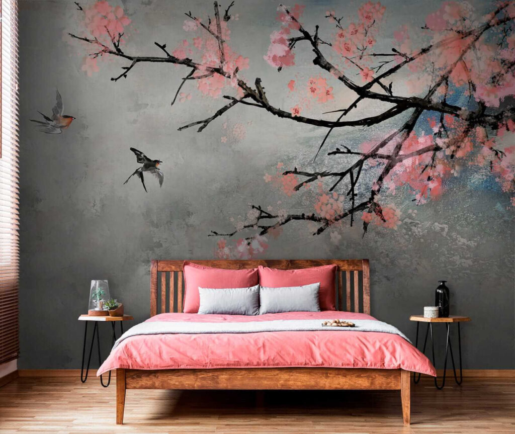 Birds beside blossom — interior 3