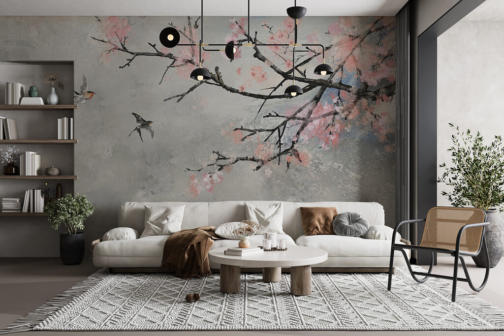 Birds beside blossom — interior 11