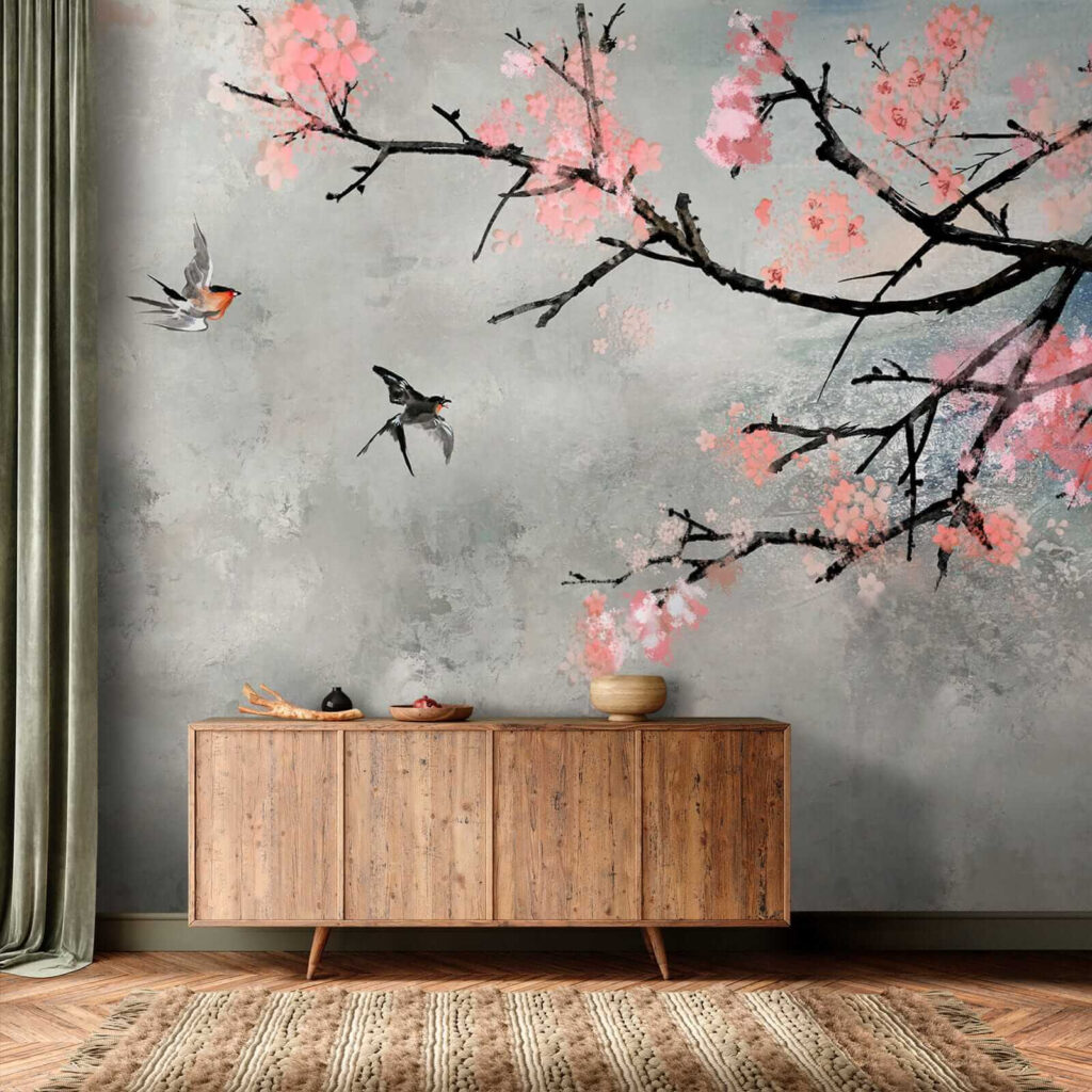 Birds beside blossom — interior 8