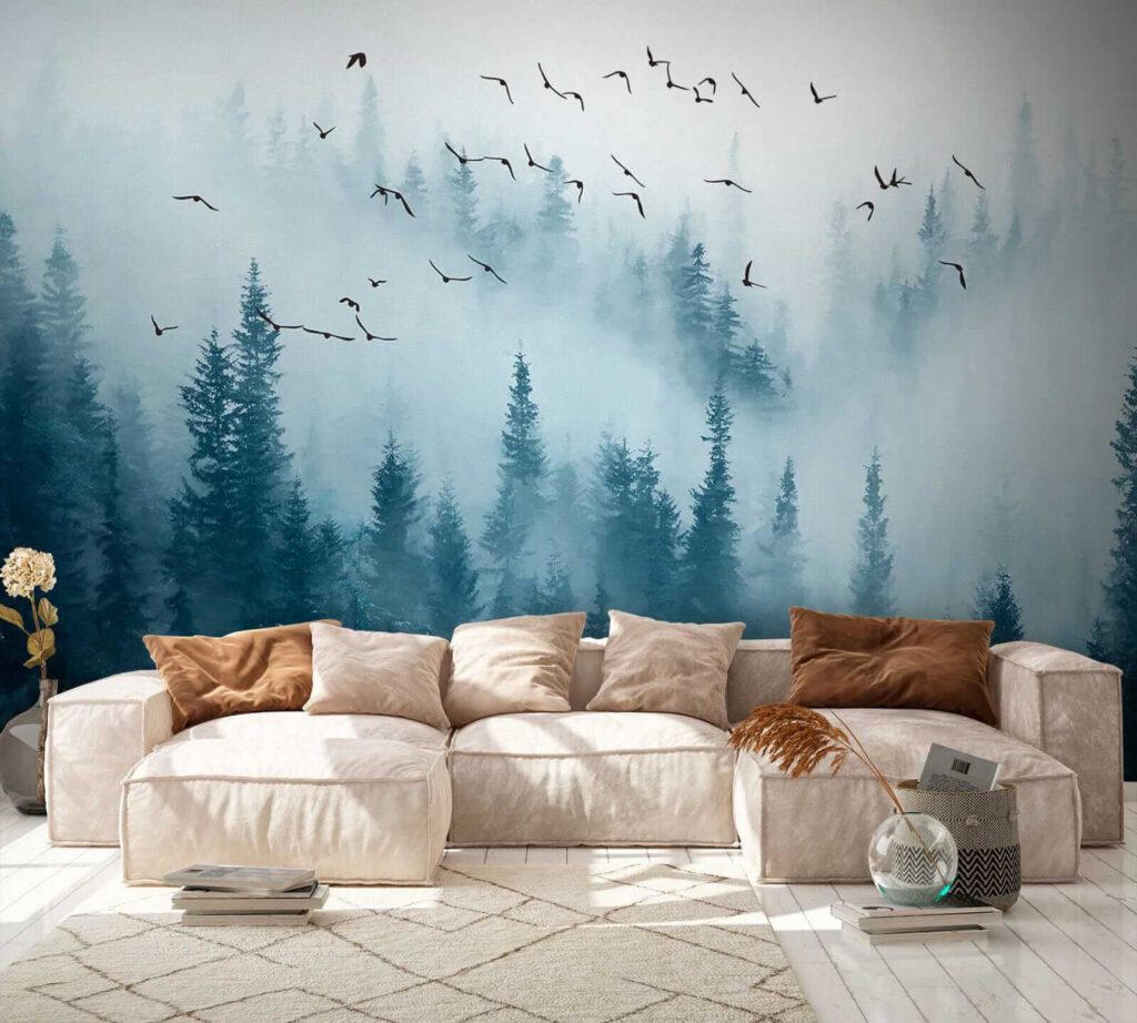 Birds over blue mist — interior 5