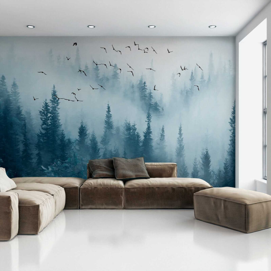 Birds over blue mist — interior 6
